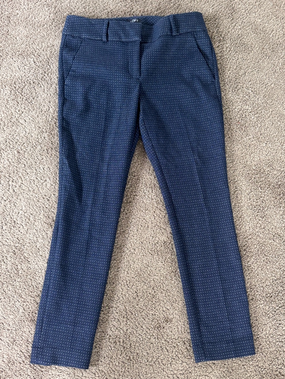 LOFT marisa skinny size 6 Navy Micro-Print Slim Dress Pants EUC